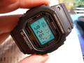 DW-5600E-1V A G-Shock watch with one of the first electroluminescent backlights